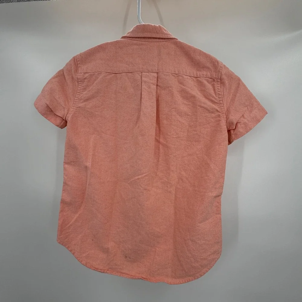 Ralph Lauren Button Down Shirt‎ Kids Size 7 Orange Short Sleeve Oxford Cotton